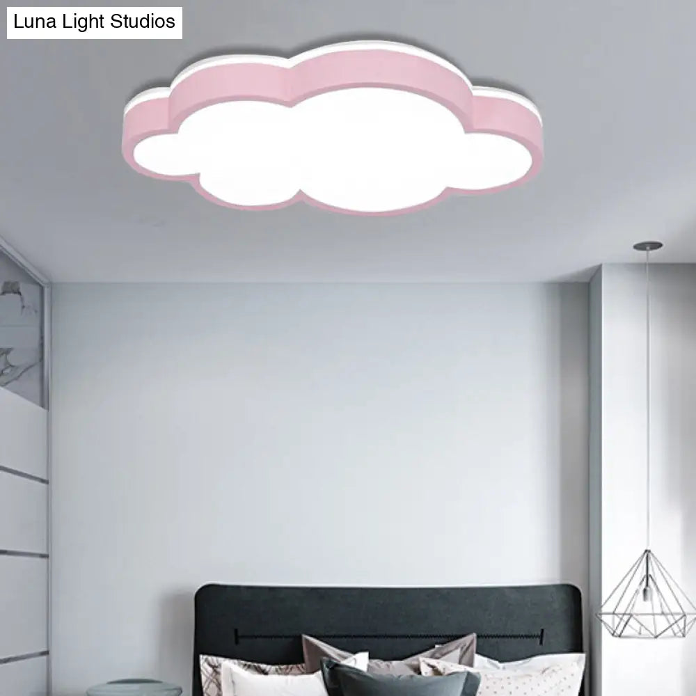 Cartoon Style Led Pendant Light For Bedroom Ceiling - Yellow/White Cloud Shade Acrylic And Metal