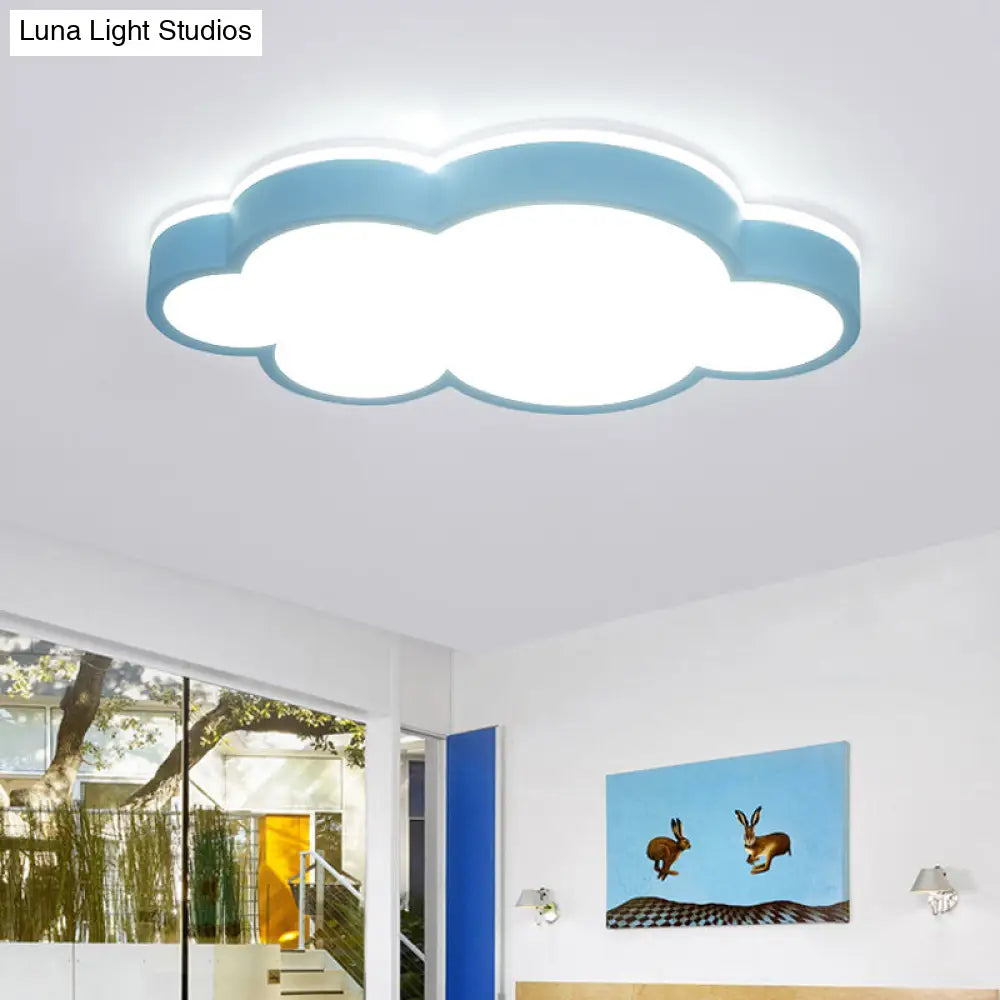 Cartoon Style Led Pendant Light For Bedroom Ceiling - Yellow/White Cloud Shade Acrylic And Metal