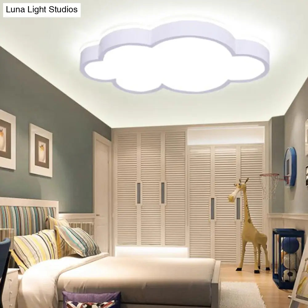Cartoon Style Led Pendant Light For Bedroom Ceiling - Yellow/White Cloud Shade Acrylic And Metal
