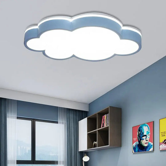 Cartoon Style Led Pendant Light For Bedroom Ceiling - Yellow/White Cloud Shade Acrylic And Metal