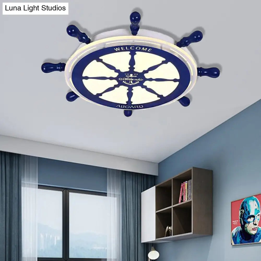 Cartoon-Style Metal And Acrylic Led Flushmount Ceiling Light - Blue Lighting For Bedroom (White/3