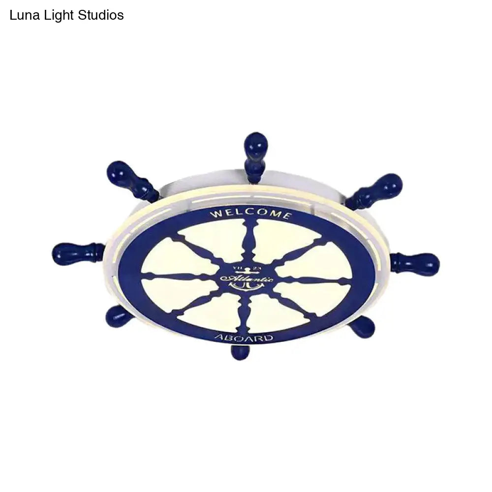 Cartoon-Style Metal And Acrylic Led Flushmount Ceiling Light - Blue Lighting For Bedroom (White/3