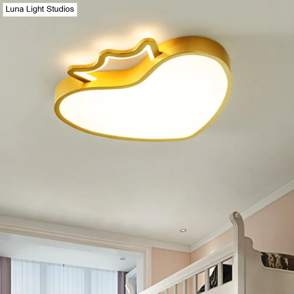 Cartoon Style Pink/Gold Heart Led Ceiling Light Fixture Gold