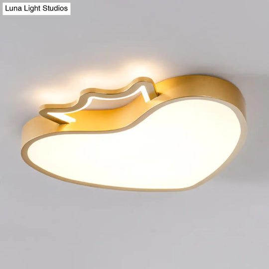 Cartoon Style Pink/Gold Heart Led Ceiling Light Fixture