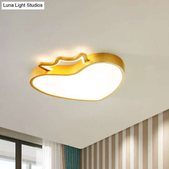 Cartoon Style Pink/Gold Heart Led Ceiling Light Fixture