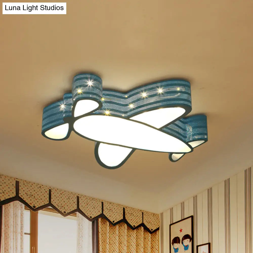 Cartoon Style Propeller Plane Ceiling Light For Kids Bedroom