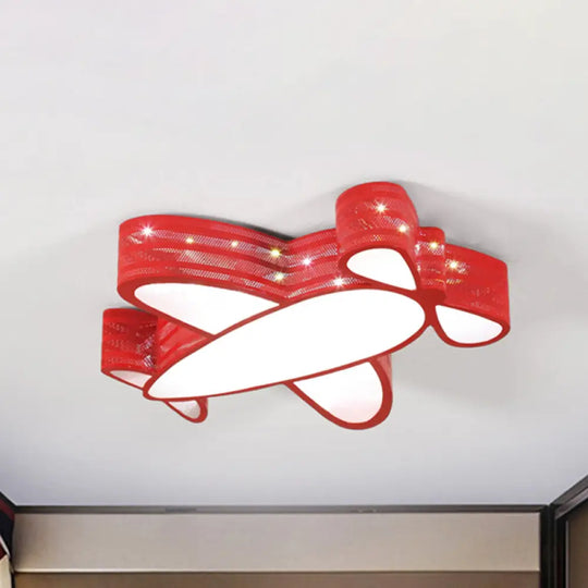 Cartoon Style Propeller Plane Ceiling Light For Kid’s Bedroom Red / White