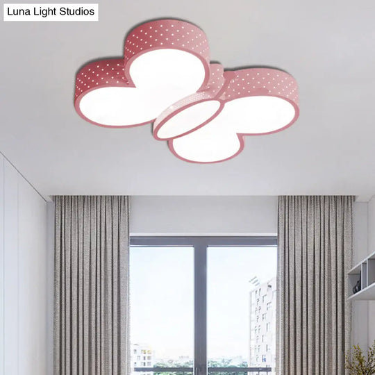 Cartoon Stylish Butterfly Flush Ceiling Light Led Mount Lamp For Bedroom - Metallic Blue/Pink