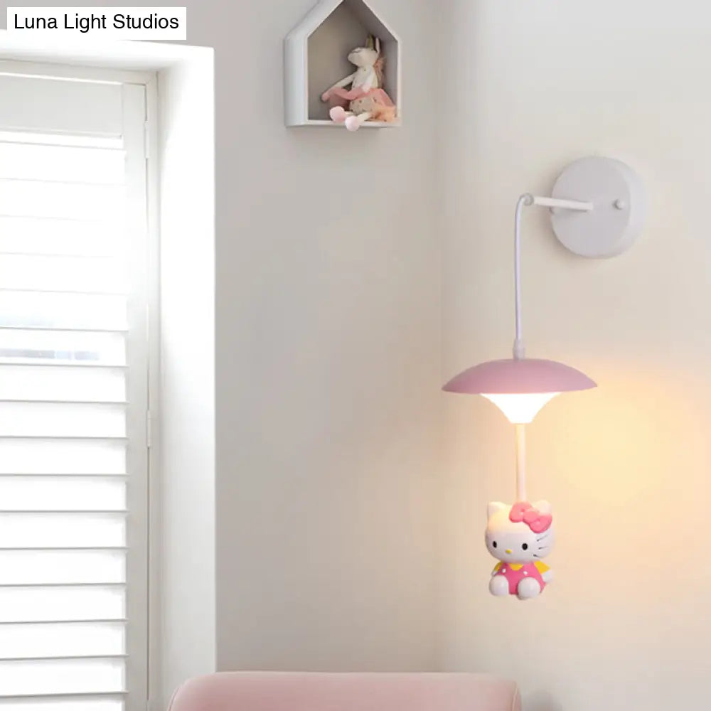 Cartoon-Themed Mushroom Wall Light Fixture With Acrylic Led Wall-Mounted - White Shade For Kids Room