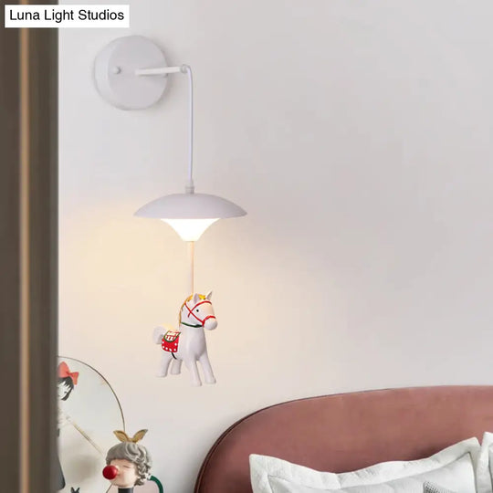 Cartoon-Themed Mushroom Wall Light Fixture With Acrylic Led Wall-Mounted - White Shade For Kids Room