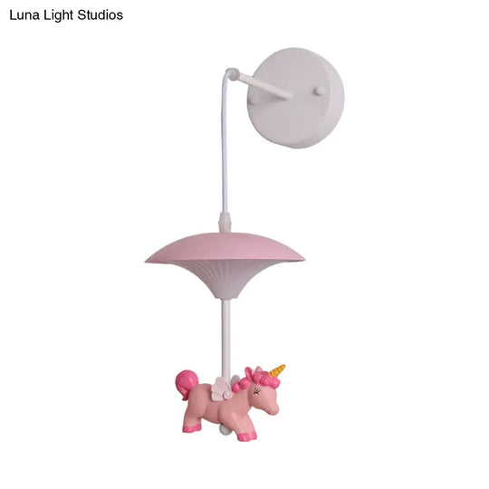 Cartoon-Themed Mushroom Wall Light Fixture With Acrylic Led Wall-Mounted - White Shade For Kids Room