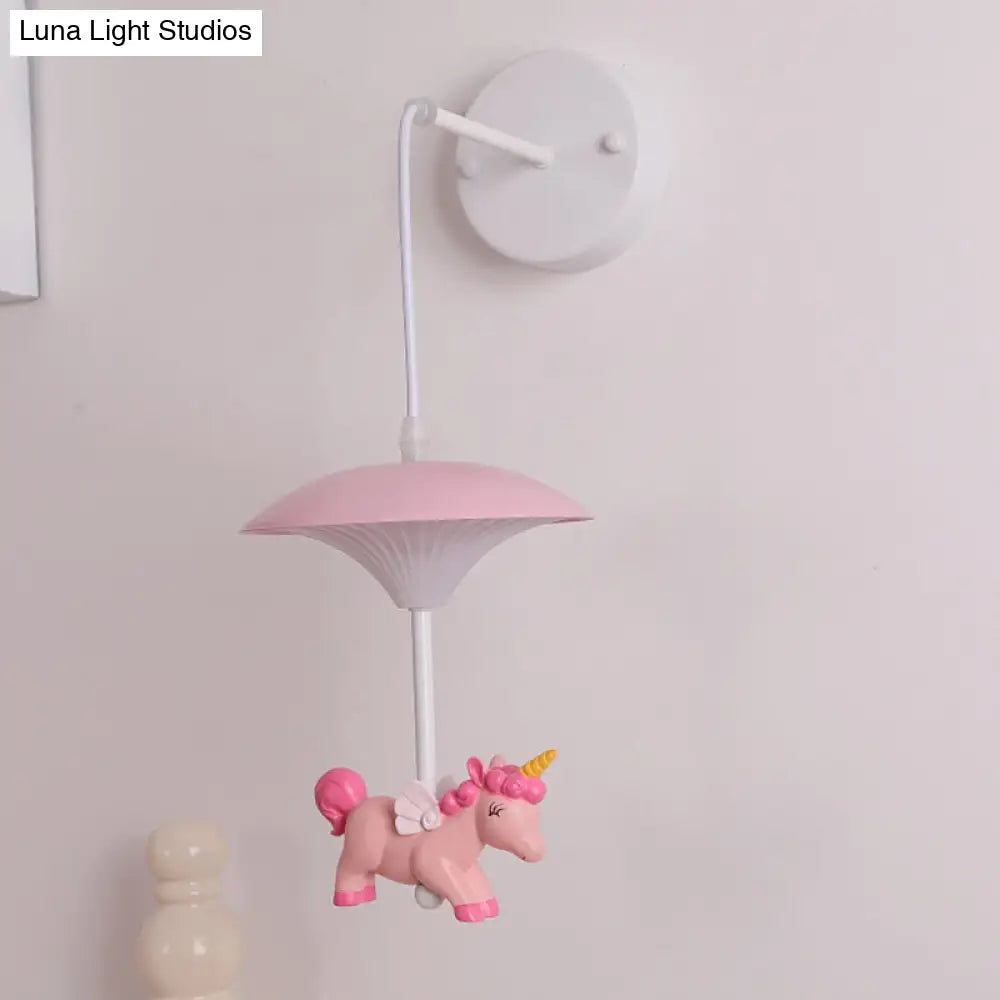 Cartoon-Themed Mushroom Wall Light Fixture With Acrylic Led Wall-Mounted - White Shade For Kids Room