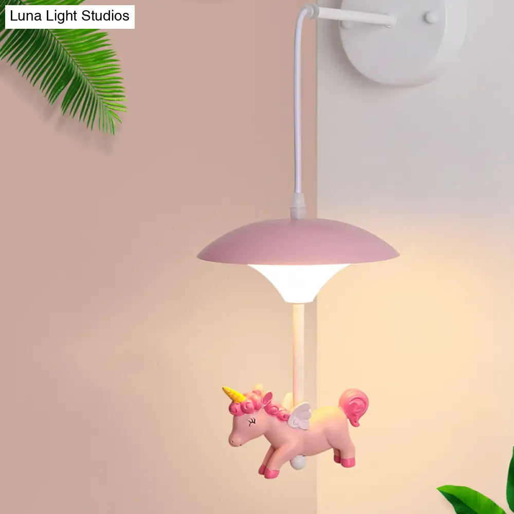 Cartoon-Themed Mushroom Wall Light Fixture With Acrylic Led Wall-Mounted - White Shade For Kids Room