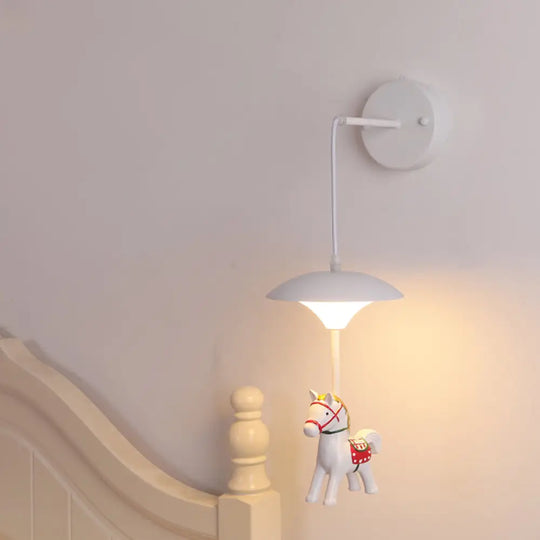 Cartoon-Themed Mushroom Wall Light Fixture With Acrylic Led Wall-Mounted - White Shade For Kids Room