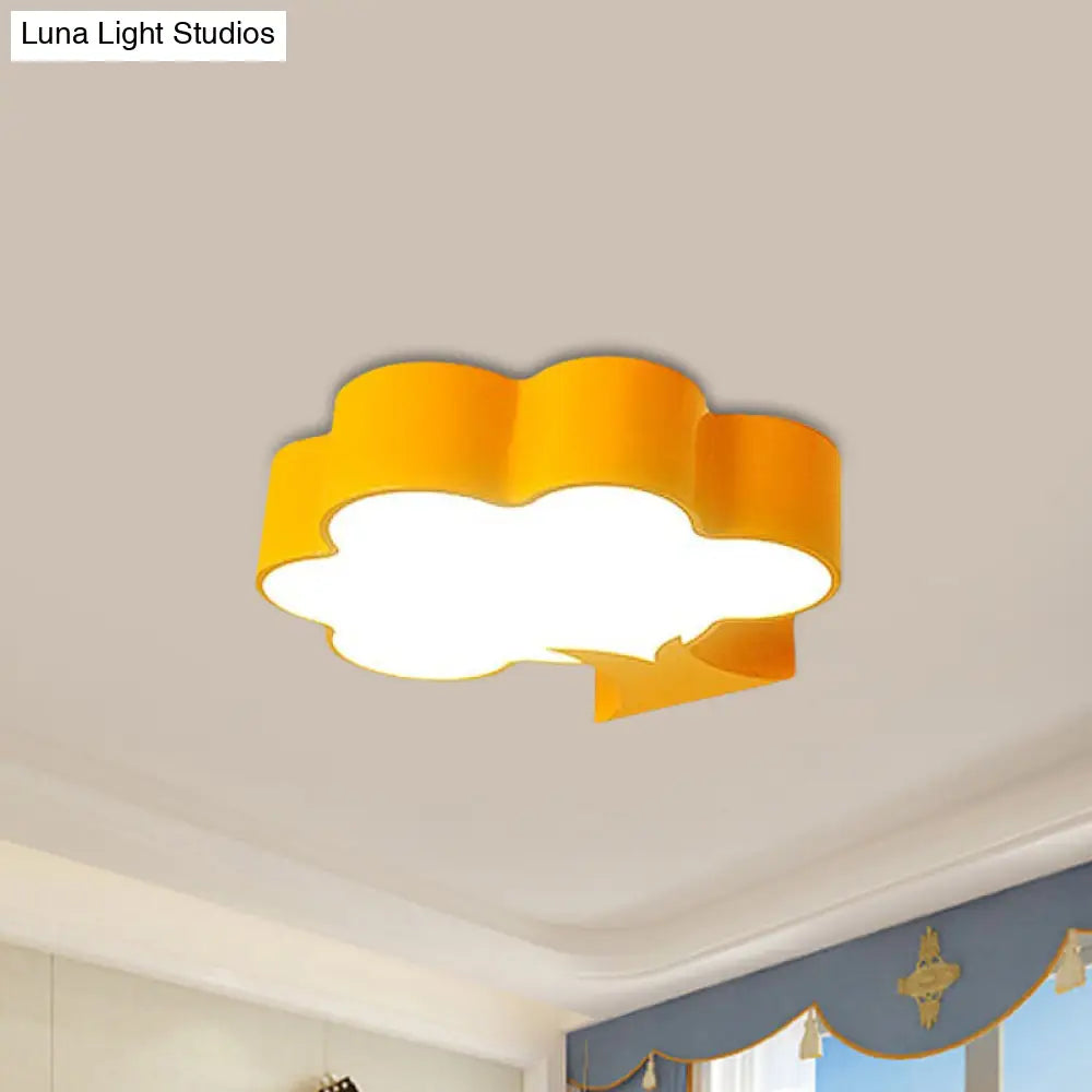 Cartoon Tree Acrylic Ceiling Mount Lamp Kids Led Flush Light Fixture For Nursery Room - Yellow/Red