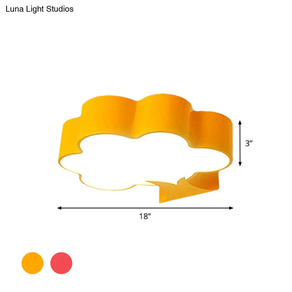 Cartoon Tree Acrylic Ceiling Mount Lamp Kids Led Flush Light Fixture For Nursery Room - Yellow/Red