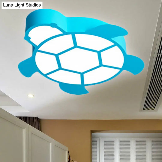 Cartoon Turtle Kindergarten Ceiling Light - Acrylic Flush Mount Fixture