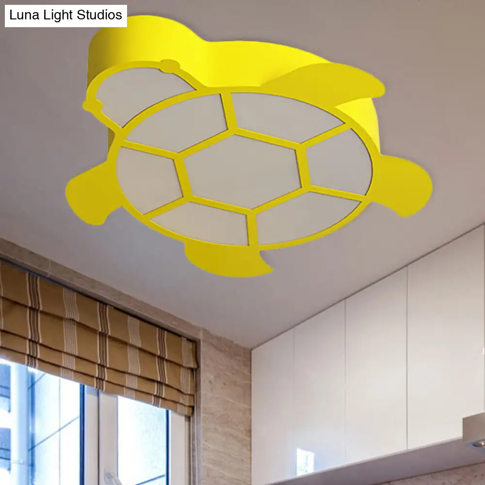 Cartoon Turtle Kindergarten Ceiling Light - Acrylic Flush Mount Fixture Yellow / White