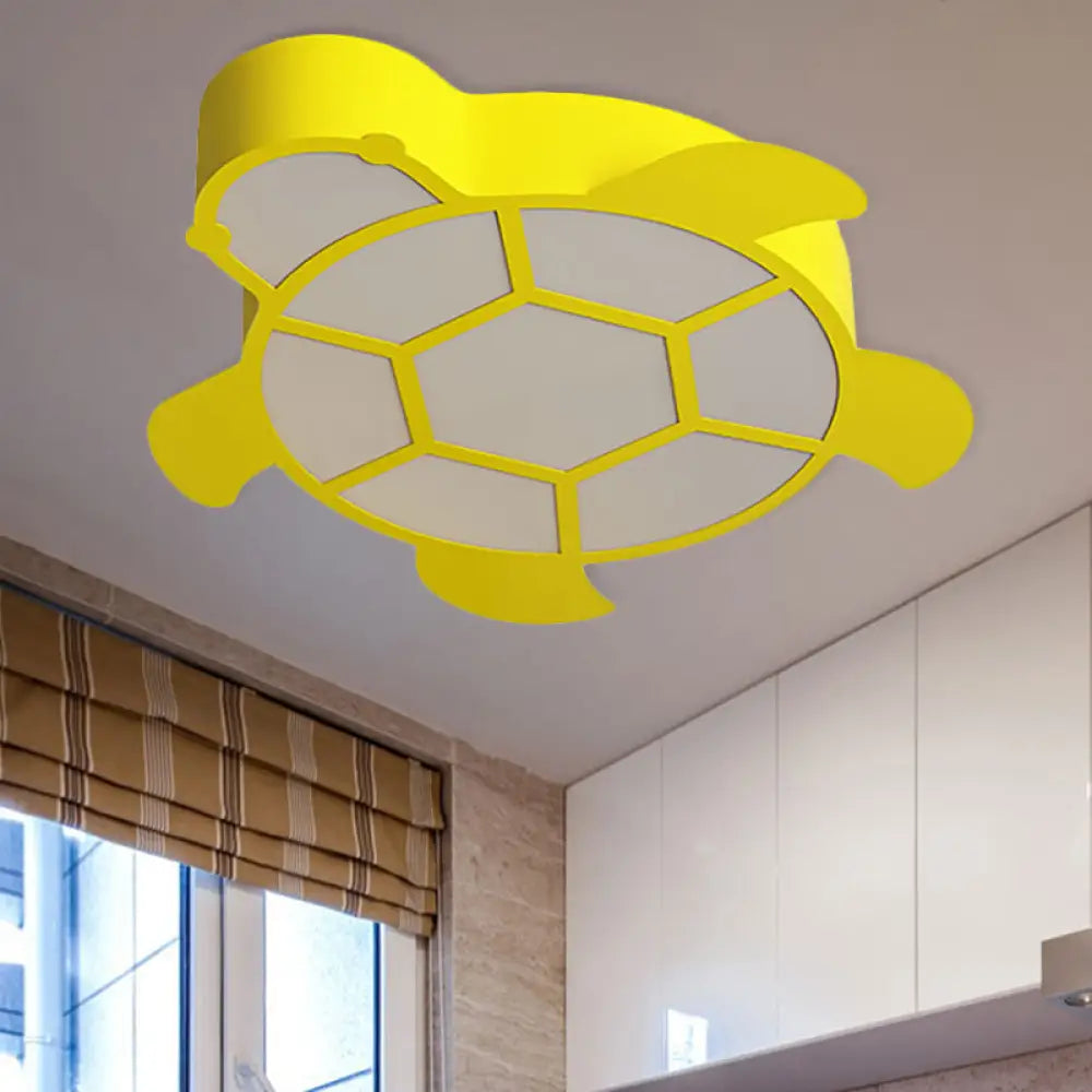 Cartoon Turtle Kindergarten Ceiling Light - Acrylic Flush Mount Fixture Yellow / White