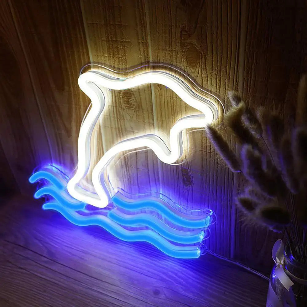 Cartoon Usb Neon Night Light For Living Room - Artistic Wall Lighting White / G