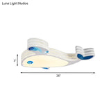 Cartoon Whale Pierced Flush Mount Kids Metal White Led Ceiling Lighting For Children Bedroom