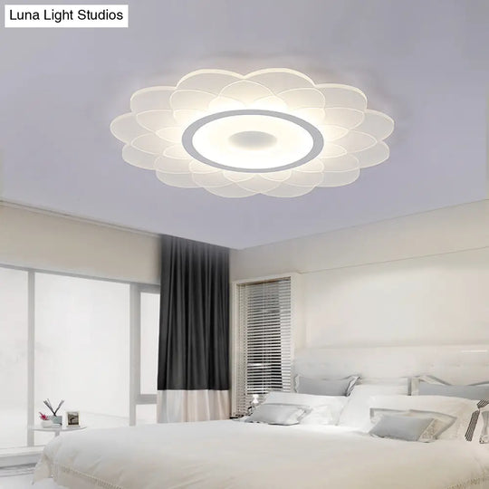 Cartoon White Led Flush Ceiling Light - Child’s Bedroom Blossom Acrylic Fixture