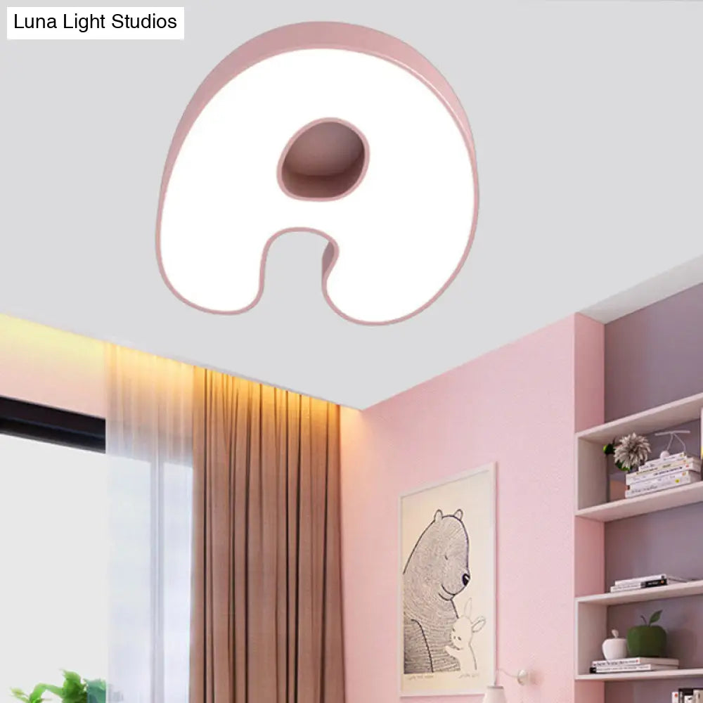 Cartoon White Led Kids Bedroom Flush Light With Acrylic Shade / A