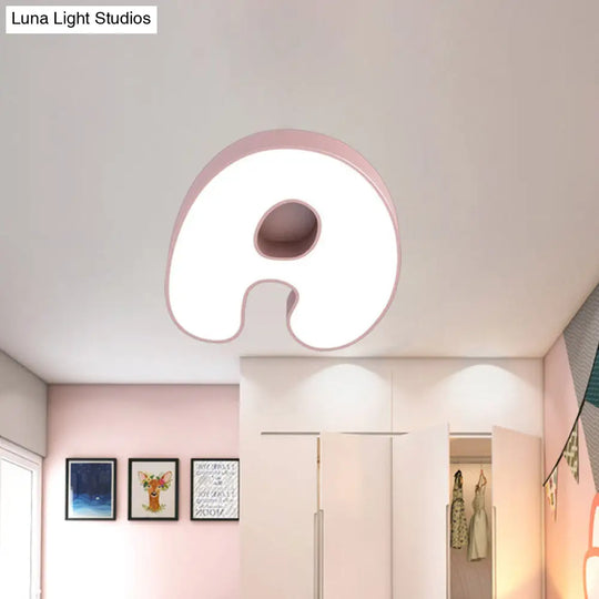 Cartoon White Led Kids Bedroom Flush Light With Acrylic Shade