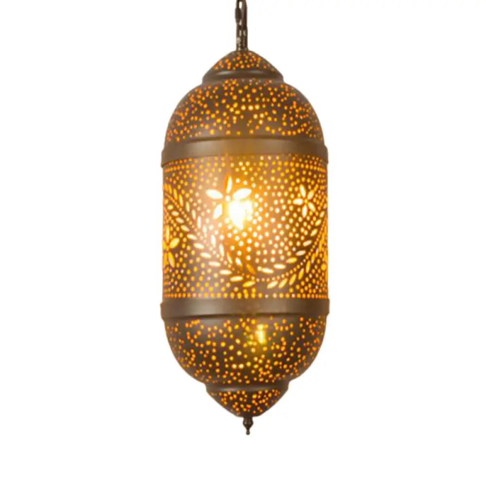 Carved Pendant Lighting: 1 Head Brass 8/11/13 Wide Metal Hanging Light Fixture / 8