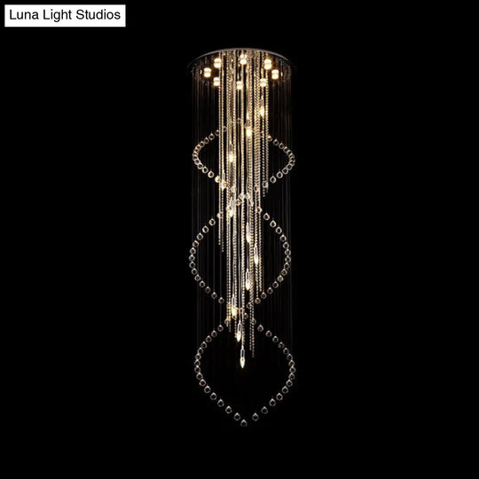 Minimalist Crystal Stair Cluster Pendant Lamp | Silver Led Suspension Light