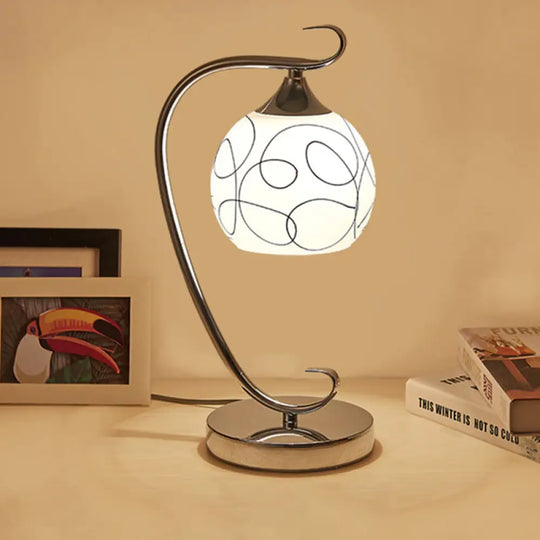 Caterina - Classic White Glass Orb Shape Study Room Reading Lamp Chrome