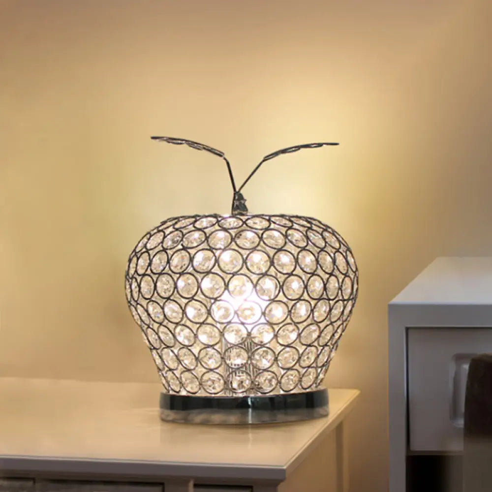 Caterina - Modern Crystal Apple Night Stand Lamp Creative 1-Light Hotel Table Lighting In Silver