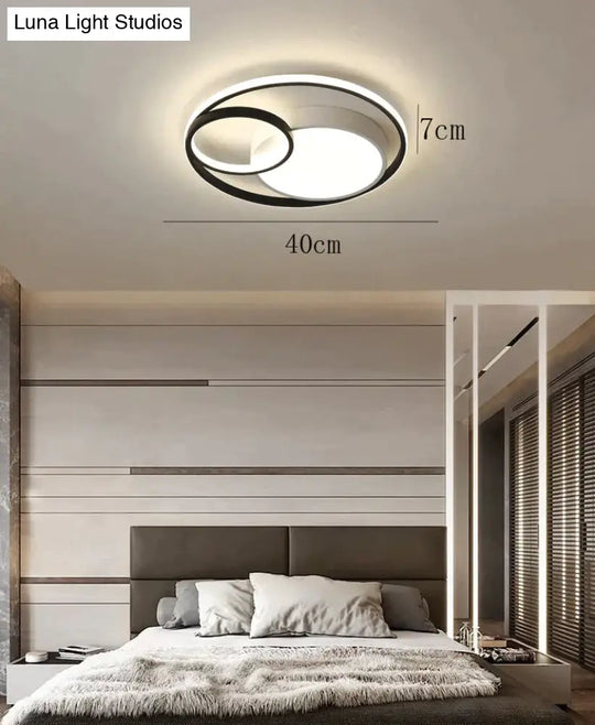 Ceiling Lamp Led Bedroom Simple Light Luxury Creative Warm Romantic Master Black+White / Dia40Cm