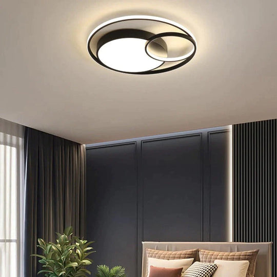 Ceiling Lamp Led Bedroom Simple Light Luxury Creative Warm Romantic Master Black / Dia40Cm Light