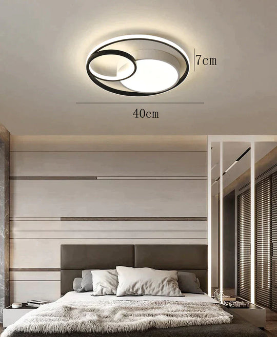 Ceiling Lamp Led Bedroom Simple Light Luxury Creative Warm Romantic Master Black+White / Dia40Cm