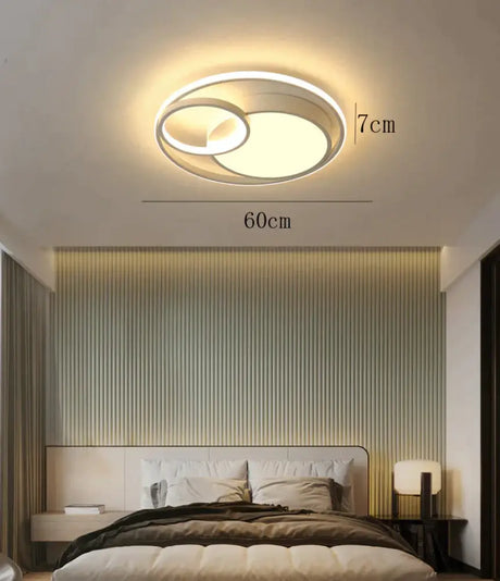 Ceiling Lamp LED Bedroom Lamp Simple Light Luxury Creative Warm Romantic Master Bedroom Lamp White / Dia60CM / White