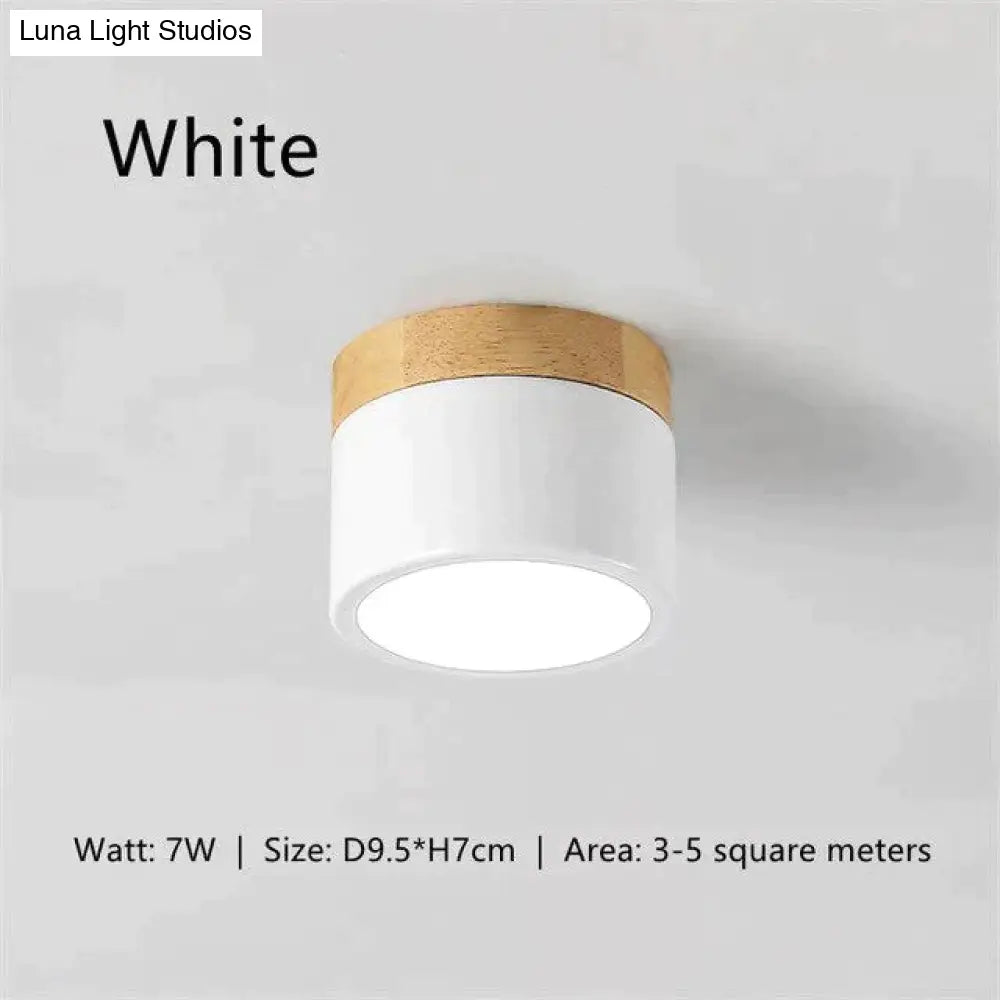 Ceiling Lights Iron&Wood Lamp For Living Room Bedroom Kitchen Corridor Home Deco 7W Led Spot Light