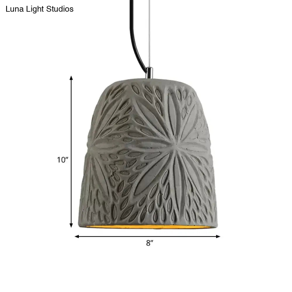 Cement Hanging Light Pendant Lamp (8/12 Width) In Antiqued Grey For Restaurants