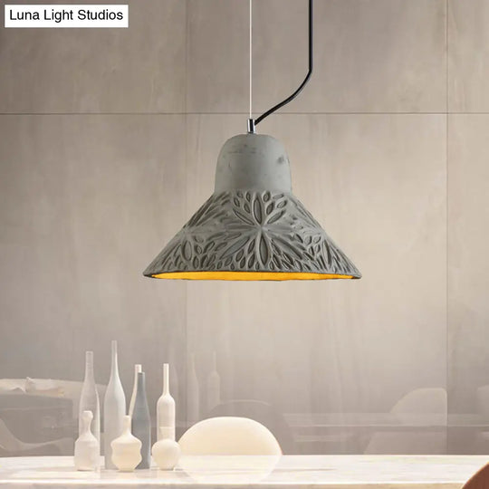 Cement Hanging Light Pendant Lamp (8/12 Width) In Antiqued Grey For Restaurants / 12