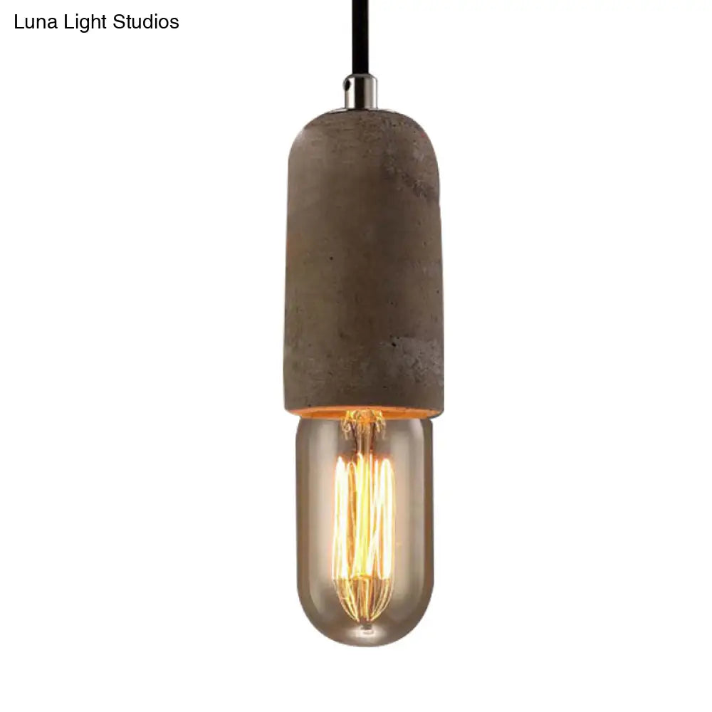 Cement Pendant Lamp - Open Bulb Minimalist Style 1-Light Ideal For Cafes And Restaurants