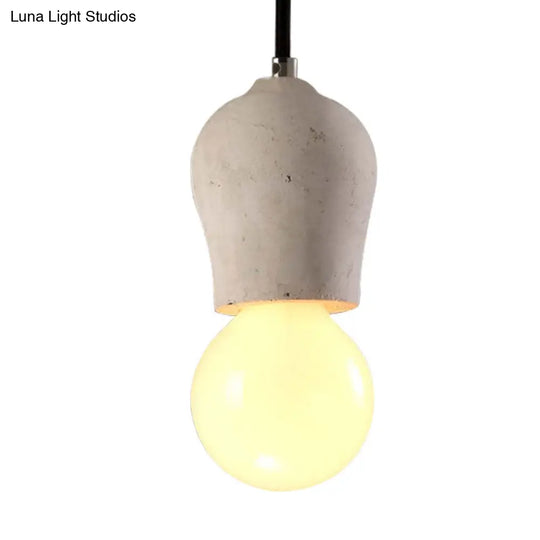 Cement Pendant Lamp - Open Bulb Minimalist Style 1-Light Ideal For Cafes And Restaurants