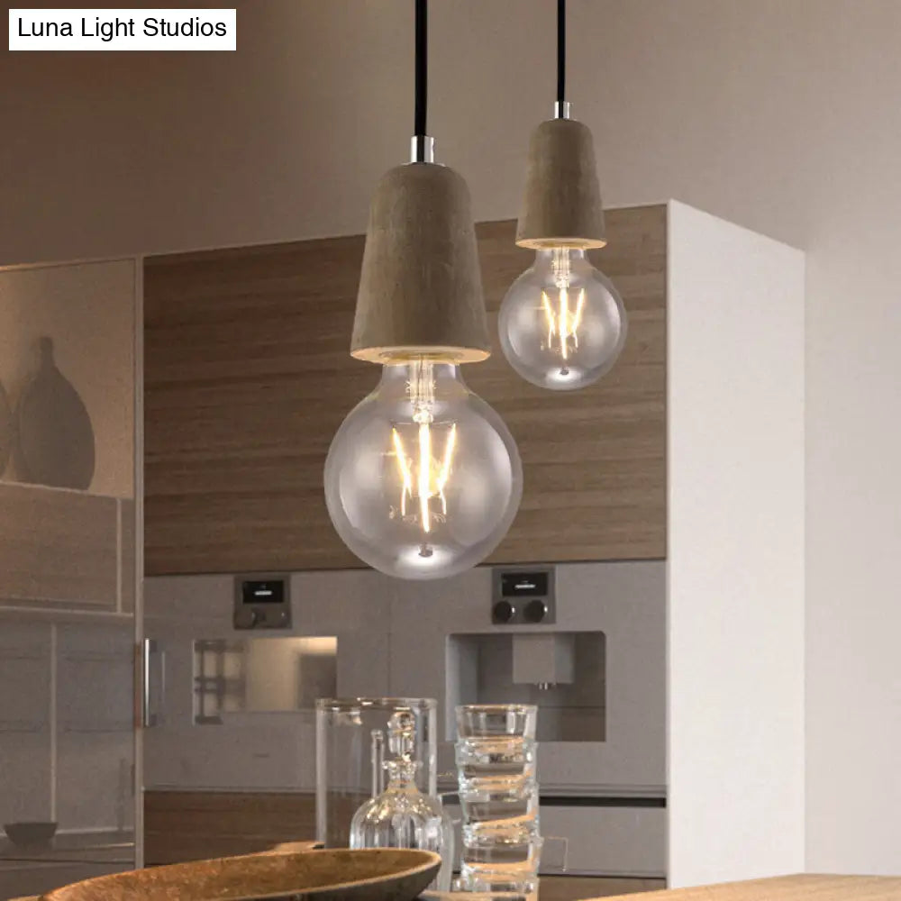 Minimalist Cement Hanging Pendant Light With Open Bulb - Ideal For Cafe And Restaurant