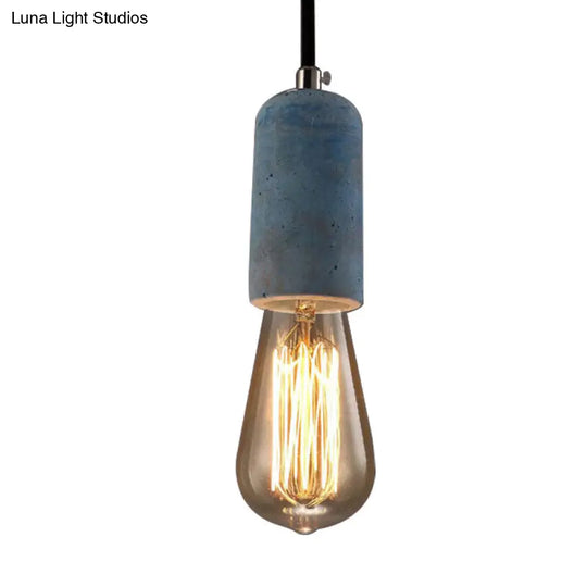 Minimalist Cement Hanging Pendant Light With Open Bulb - Ideal For Cafe And Restaurant