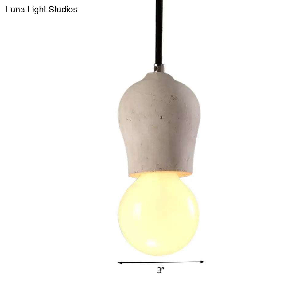 Minimalist Cement Hanging Pendant Light With Open Bulb - Ideal For Cafe And Restaurant