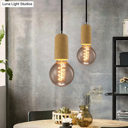 Minimalist Cement Hanging Pendant Light With Open Bulb - Ideal For Cafe And Restaurant Yellow / C