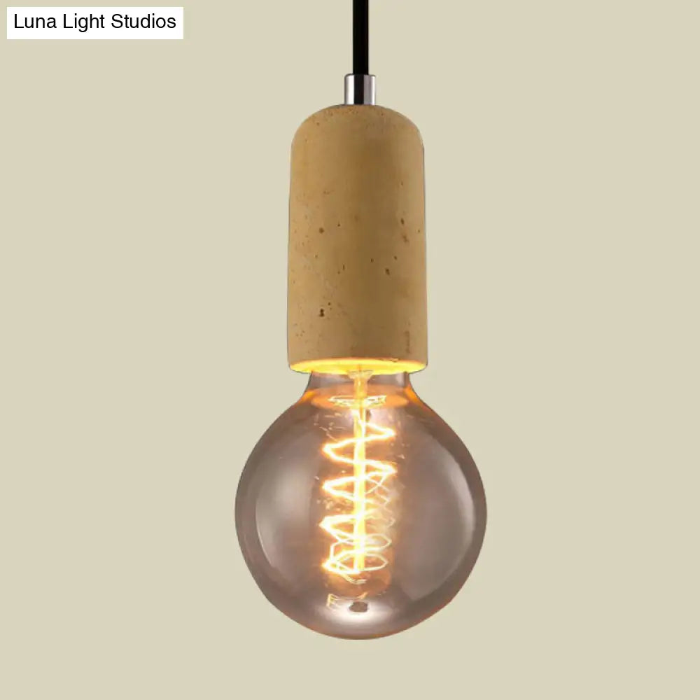 Cement Pendant Lamp - Open Bulb Minimalist Style 1-Light Ideal For Cafes And Restaurants