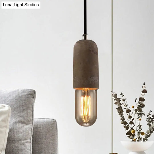 Minimalist Cement Hanging Pendant Light With Open Bulb - Ideal For Cafe And Restaurant Grey / C