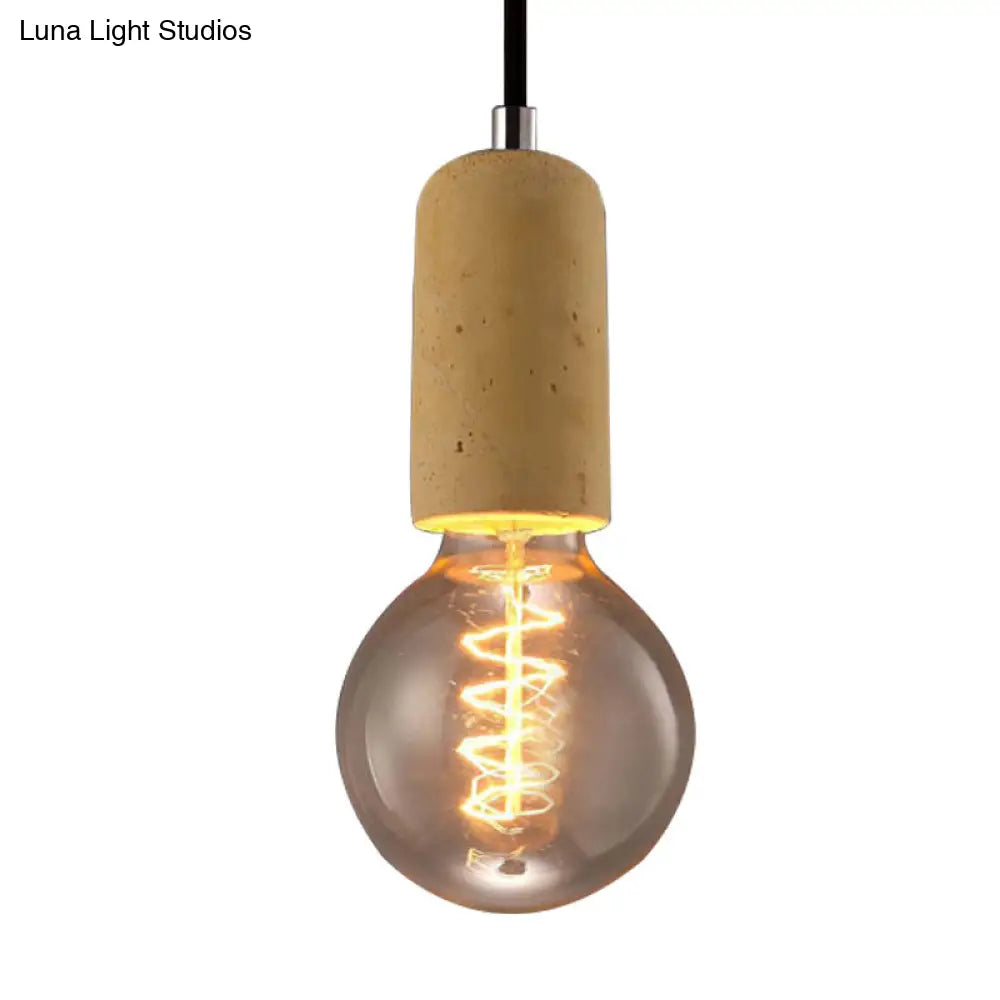 Cement Pendant Lamp - Open Bulb Minimalist Style 1-Light Ideal For Cafes And Restaurants