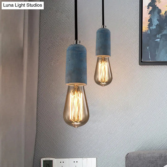 Cement Pendant Lamp - Open Bulb Minimalist Style 1-Light Ideal For Cafes And Restaurants