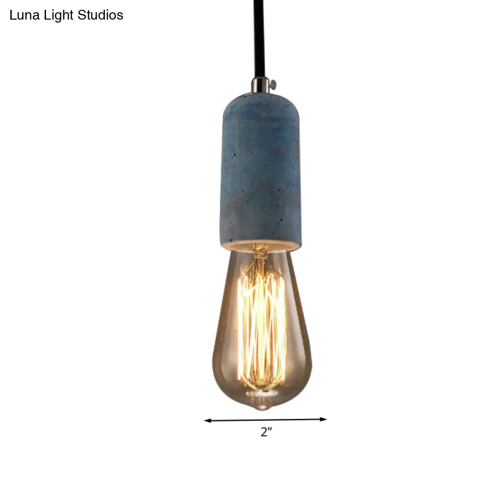 Cement Pendant Lamp - Open Bulb Minimalist Style 1-Light Ideal For Cafes And Restaurants